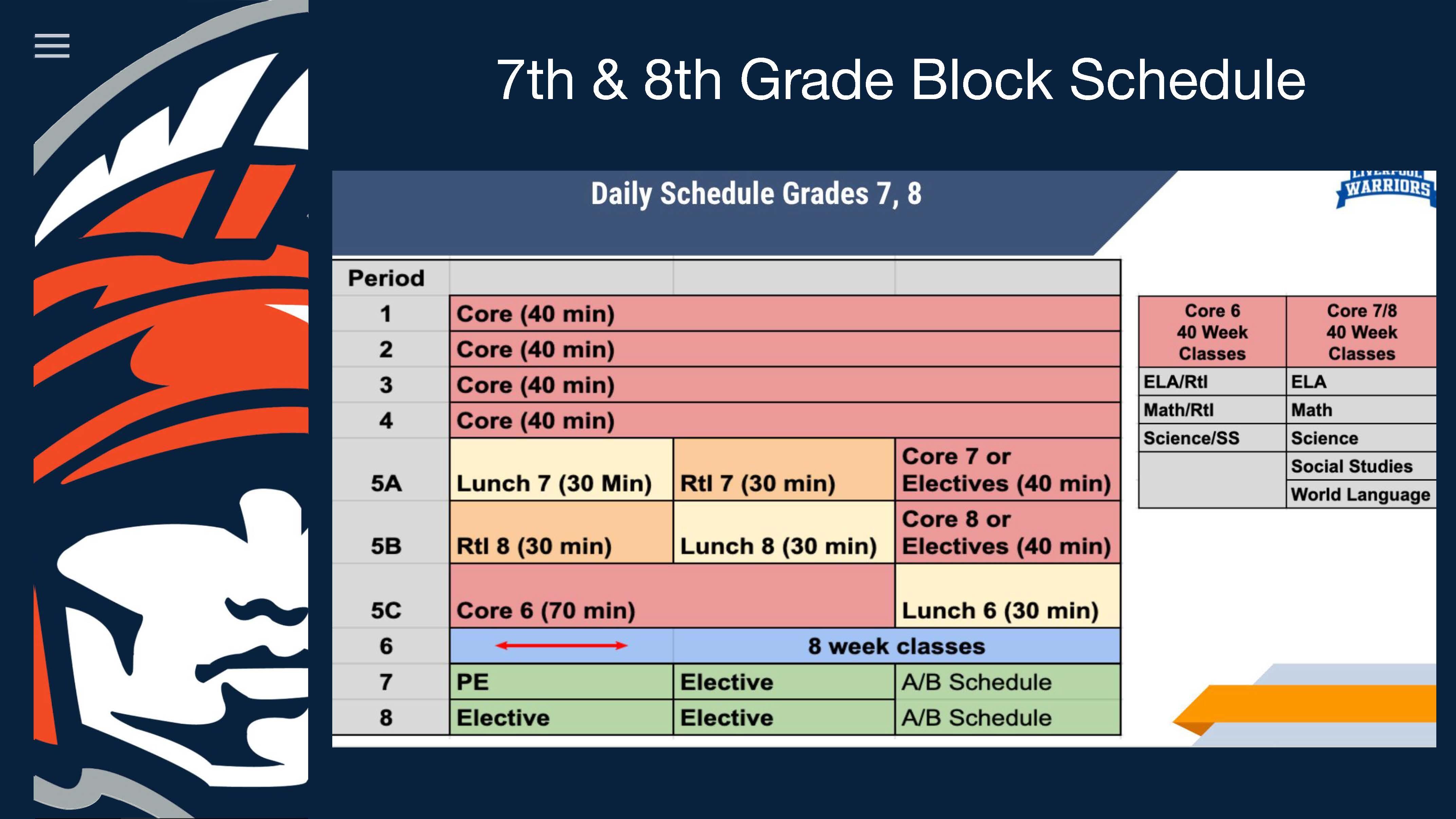 7th & 8th Grade Schedule for 2022-2023