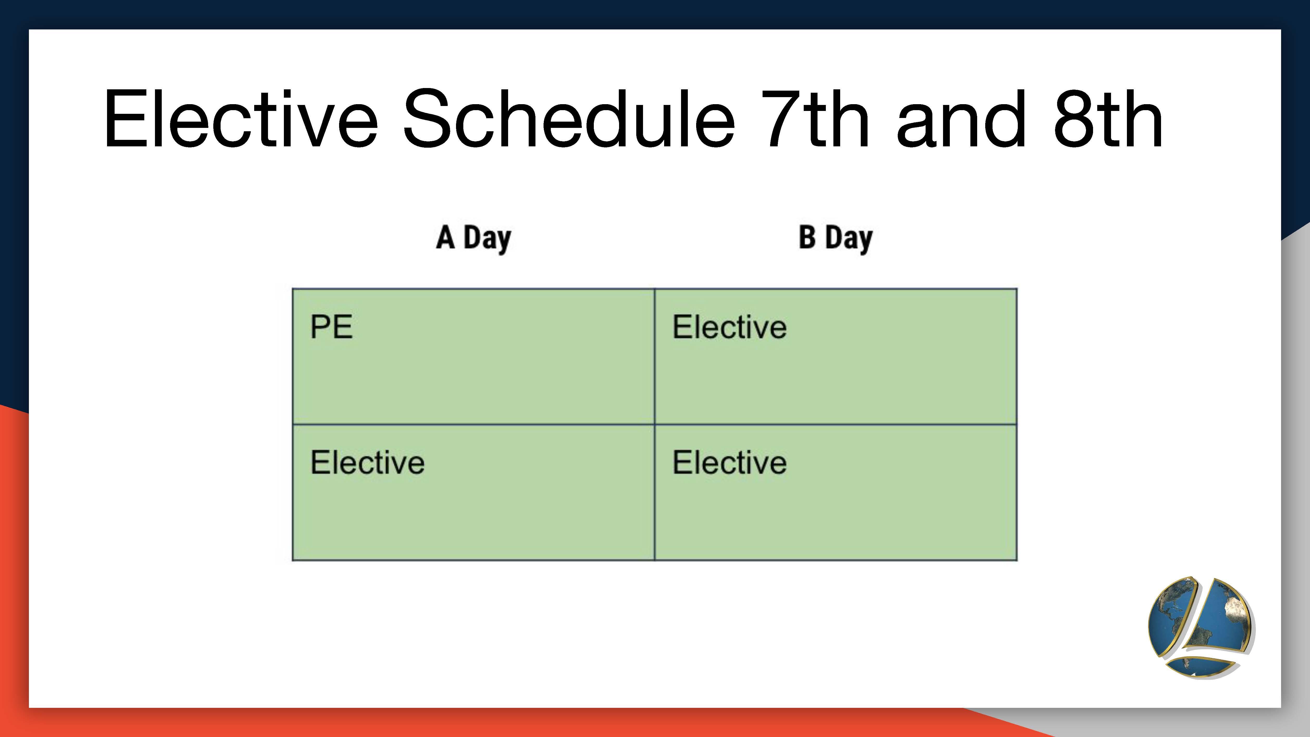Elective Schedule for 7th & 8th Grade